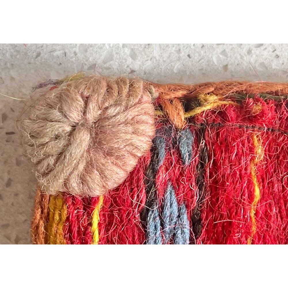 Bolivian Chuspa Cocoa Leaf Bag Backpack 11x14 Handwoven Wool Geometric & Striped - Picture 11 of 14